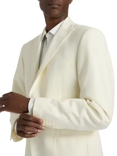 CORNELIANI Men's Virgin Wool Jacquard Dinner Jacket - Off White - Size 48 | Thumbnail 6