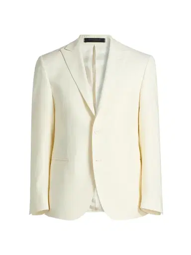 CORNELIANI Men's Virgin Wool Jacquard Dinner Jacket - Off White - Size 48 | Thumbnail 1