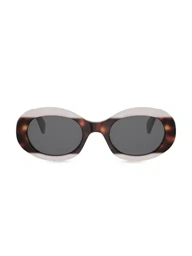 Celine Women's TRIOMPHE 50MM Logo Oval sunglasses - Pink Havana Smoke | Thumbnail 2