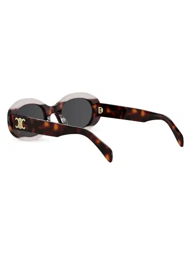 Celine Women's TRIOMPHE 50MM Logo Oval sunglasses - Pink Havana Smoke | Thumbnail 4