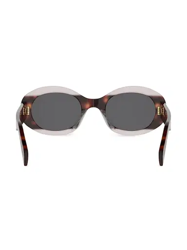 Celine Women's TRIOMPHE 50MM Logo Oval sunglasses - Pink Havana Smoke | Thumbnail 5