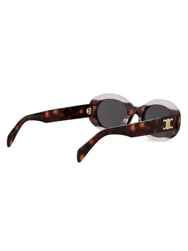 Celine Women's TRIOMPHE 50MM Logo Oval sunglasses - Pink Havana Smoke | Thumbnail 6