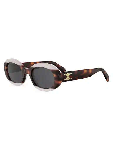 Celine Women's TRIOMPHE 50MM Logo Oval sunglasses - Pink Havana Smoke | Thumbnail 1