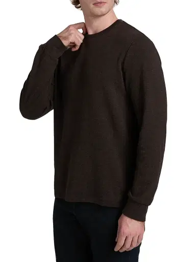 Frame Men's Cotton Long-Sleeve T-Shirt - Heather Espresso - Size Small | Thumbnail 4 Frame Men's Cotton Long-Sleeve T-Shirt - Heather Espresso - Size Small | Thumbnail 4