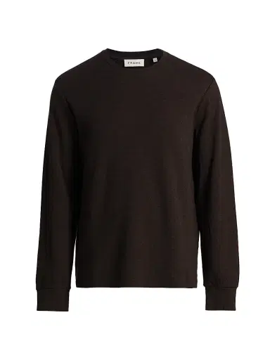 Frame Men's Cotton Long-Sleeve T-Shirt - Heather Espresso - Size Small | Thumbnail 1 Frame Men's Cotton Long-Sleeve T-Shirt - Heather Espresso - Size Small | Thumbnail 1