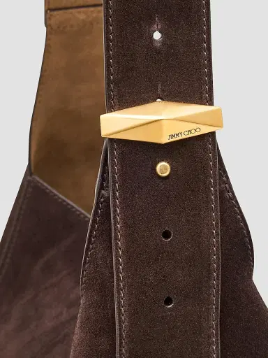 Jimmy Choo Women's Diamond Suede & Leather Hobo Bag - Coffee | Thumbnail 5
