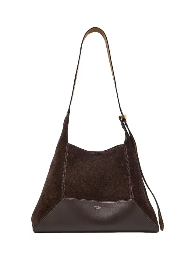 Women's Diamond Suede & Leather Hobo Bag - Coffee