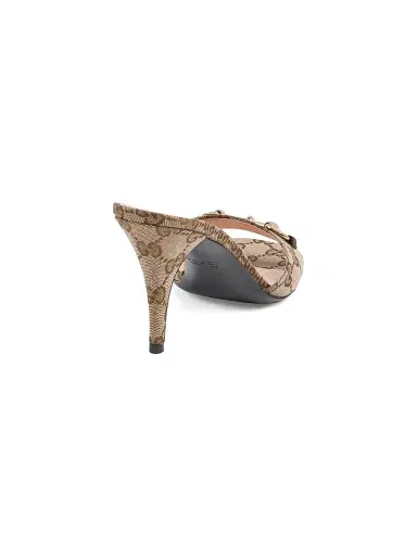 Gucci Women's Erin 85MM GG Canvas Horsebit Sandals - Beige Ebony Cocoa | Thumbnail 3 Gucci Women's Erin 85MM GG Canvas Horsebit Sandals - Beige Ebony Cocoa | Thumbnail 3