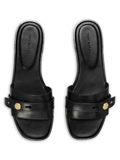 Tory Burch Women's Romy Leather Slide Sandals - Perfect Black - Size 9.5 | Thumbnail 3