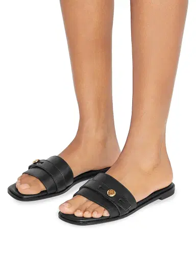 Tory Burch Women's Romy Leather Slide Sandals - Perfect Black - Size 9.5 | Thumbnail 5