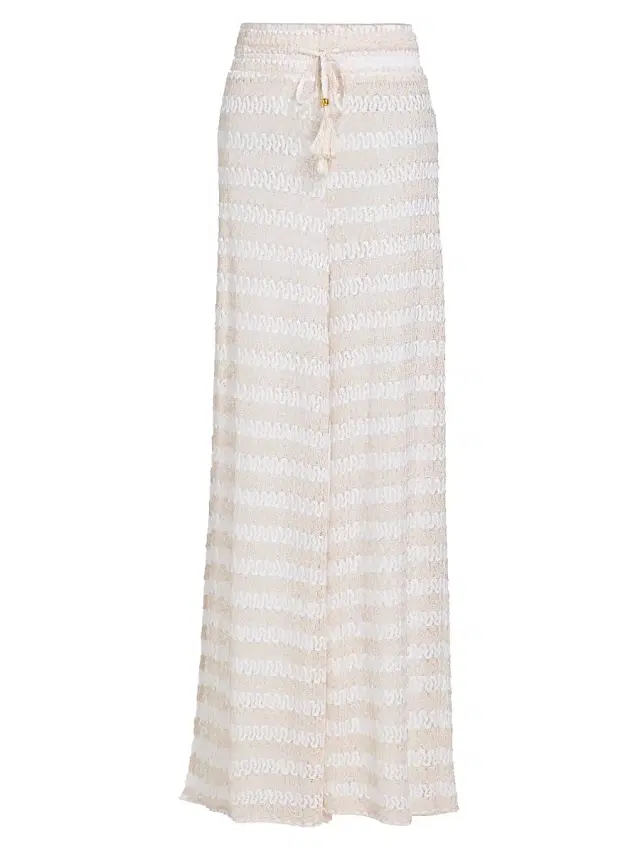 Women's Swirl Glora Metallic-Knit Wide-Leg Cover-Up Pants - White Metallic Zigzag