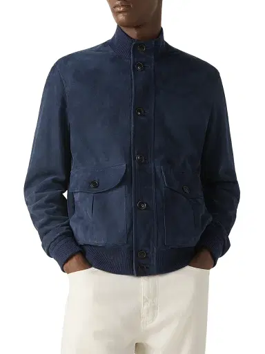 Zegna Men's Suede Blouson Jacket - Dark Indigo Blue - Size 48 | Thumbnail 2 Zegna Men's Suede Blouson Jacket - Dark Indigo Blue - Size 48 | Thumbnail 2
