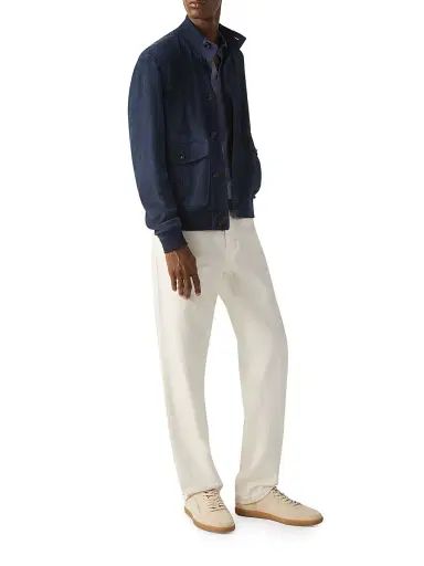Zegna Men's Suede Blouson Jacket - Dark Indigo Blue - Size 48 | Thumbnail 6 Zegna Men's Suede Blouson Jacket - Dark Indigo Blue - Size 48 | Thumbnail 6