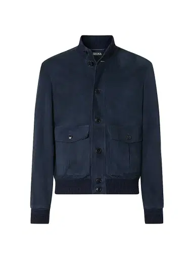 Zegna Men's Suede Blouson Jacket - Dark Indigo Blue - Size 48 | Thumbnail 1 Zegna Men's Suede Blouson Jacket - Dark Indigo Blue - Size 48 | Thumbnail 1