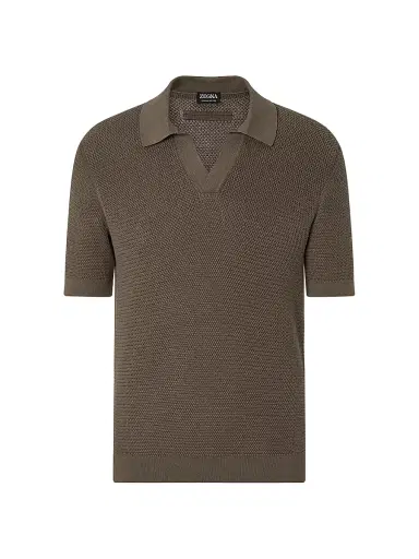 ZEGNA Men's Premium Cotton Polo Shirt - Olive Green | Thumbnail 11 ZEGNA Men's Premium Cotton Polo Shirt - Olive Green | Thumbnail 11
