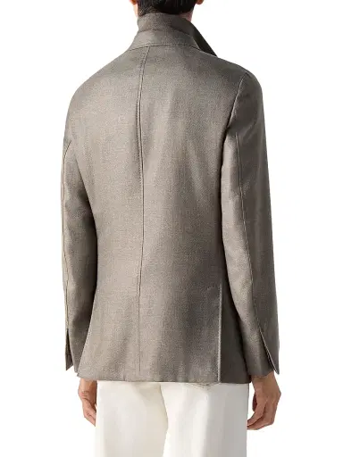 ZEGNA Men's Detachable Bib Cashmere Silk and Linen Jacket - Dark Taupe | Thumbnail 3 ZEGNA Men's Detachable Bib Cashmere Silk and Linen Jacket - Dark Taupe | Thumbnail 3
