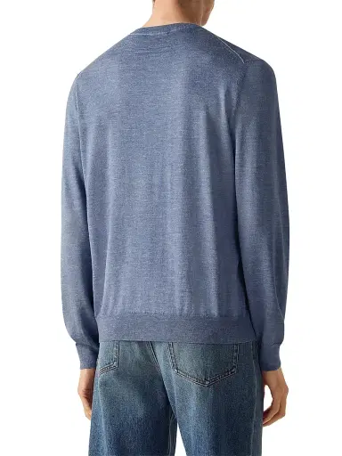 Zegna Men's Silk Cashmere and Linen Crewneck Sweater - Lilac Melange - Size 40 | Thumbnail 3