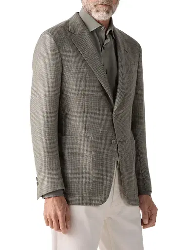 Zegna Men's Cashmere Silk and Linen Jacket - Dark Taupe - Size 48 | Thumbnail 1