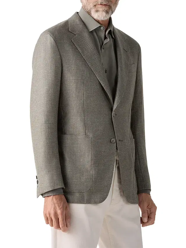 ZEGNA Men's Cashmere Silk and Linen Jacket - Dark Taupe
