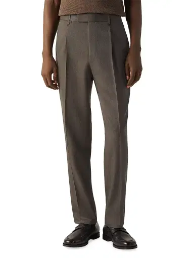 Zegna Men's 15milmil15 Wool and Silk Pants - Dark Taupe - Size 48 | Thumbnail 2