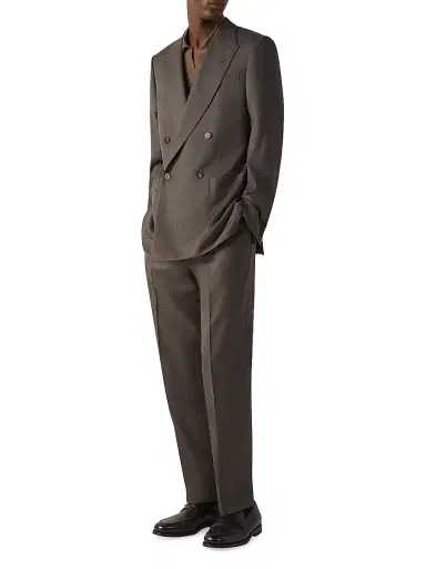Zegna Men's 15milmil15 Wool and Silk Pants - Dark Taupe - Size 48 | Thumbnail 6