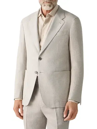 Zegna Men's Crossover Wool Linen and Silk Jacket - Light Beige - Size 48 | Thumbnail 1 Zegna Men's Crossover Wool Linen and Silk Jacket - Light Beige - Size 48 | Thumbnail 1