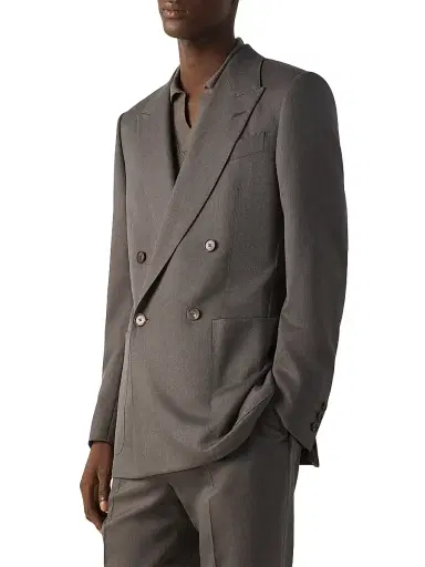 Zegna Men's Wool and Silk Jacket - Dark Taupe - Size 46 | Thumbnail 1 Zegna Men's Wool and Silk Jacket - Dark Taupe - Size 46 | Thumbnail 1