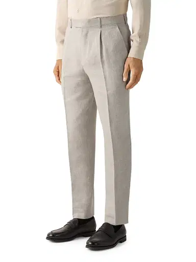 Zegna Men's Crossover Wool Linen and Silk Pants - Light Beige - Size 48 | Thumbnail 2