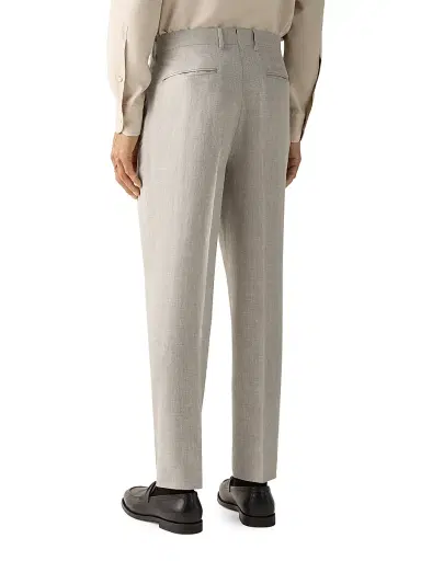Zegna Men's Crossover Wool Linen and Silk Pants - Light Beige - Size 48 | Thumbnail 3
