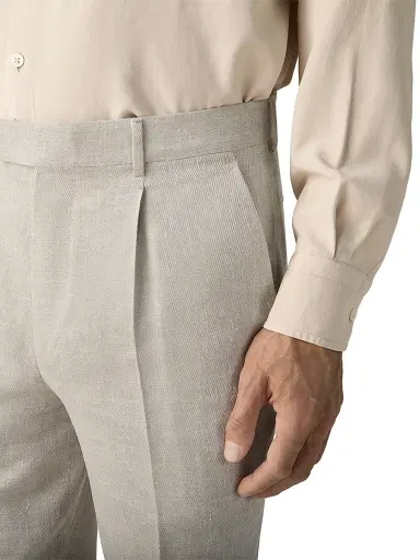 Zegna Men's Crossover Wool Linen and Silk Pants - Light Beige - Size 48 | Thumbnail 5