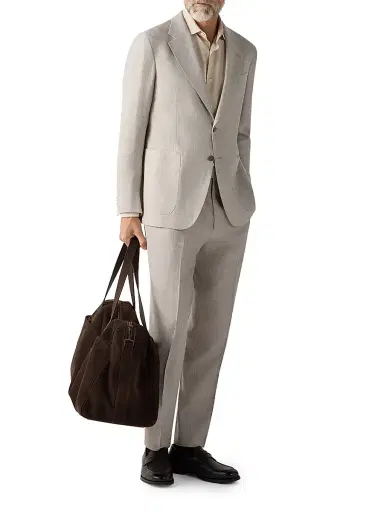 Zegna Men's Crossover Wool Linen and Silk Pants - Light Beige - Size 48 | Thumbnail 6