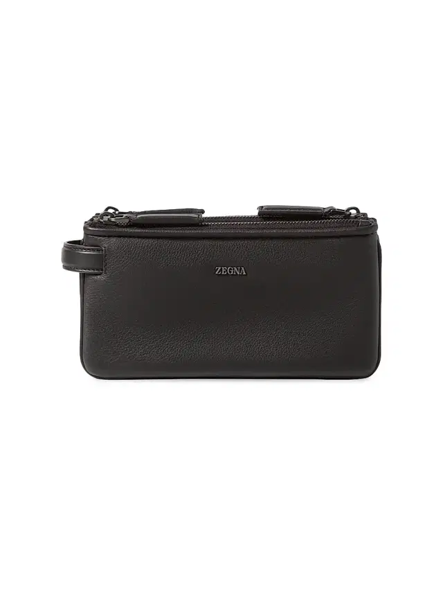 Men's Secondskin Leather Pouch - Dark Brown