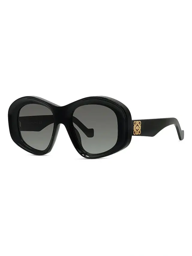 LOEWE Men's Anagram 51MM Geometric Sunglasses - Black