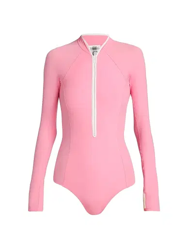 Hunza G Women's Tyra Rashguard Swimsuit - Bubblegum - Size Medium | Thumbnail 1 Hunza G Women's Tyra Rashguard Swimsuit - Bubblegum - Size Medium | Thumbnail 1
