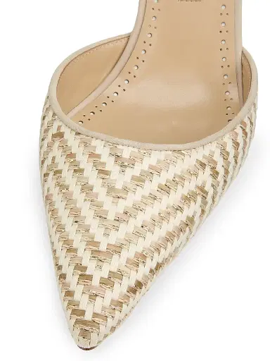 Manolo Blahnik Women's 70MM Raffia Stiletto Slingback Pumps - Off White | Thumbnail 6