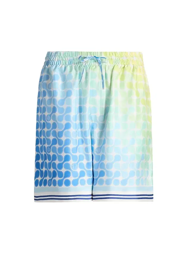 Casablanca Men's Tennis Tile Silk Shorts - Optic Drop