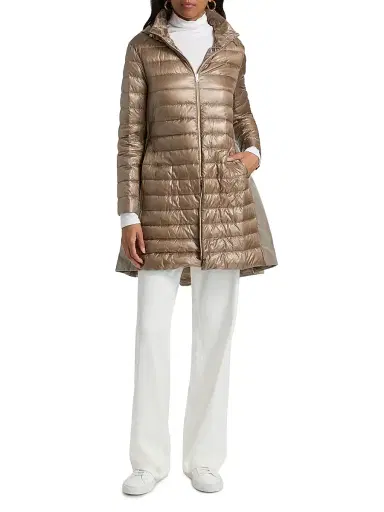 HERNO Women's Shiny Nylon High-Low Jacket - Taupe - Size 2 | Thumbnail 2 HERNO Women's Shiny Nylon High-Low Jacket - Taupe - Size 2 | Thumbnail 2