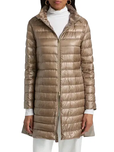 HERNO Women's Shiny Nylon High-Low Jacket - Taupe - Size 2 | Thumbnail 3 HERNO Women's Shiny Nylon High-Low Jacket - Taupe - Size 2 | Thumbnail 3