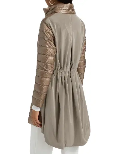 HERNO Women's Shiny Nylon High-Low Jacket - Taupe - Size 2 | Thumbnail 6 HERNO Women's Shiny Nylon High-Low Jacket - Taupe - Size 2 | Thumbnail 6