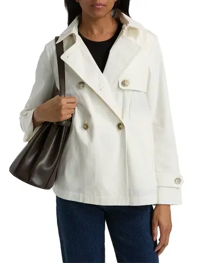 HERNO Women's Hooded Cotton Short Trench Coat - White - Size 6 | Thumbnail 3 HERNO Women's Hooded Cotton Short Trench Coat - White - Size 6 | Thumbnail 3