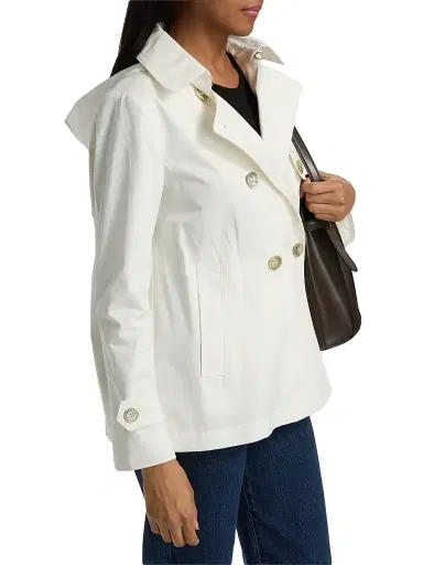 HERNO Women's Hooded Cotton Short Trench Coat - White - Size 6 | Thumbnail 4 HERNO Women's Hooded Cotton Short Trench Coat - White - Size 6 | Thumbnail 4