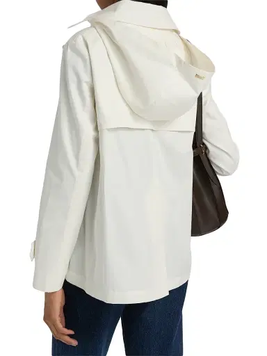 HERNO Women's Hooded Cotton Short Trench Coat - White - Size 6 | Thumbnail 5 HERNO Women's Hooded Cotton Short Trench Coat - White - Size 6 | Thumbnail 5