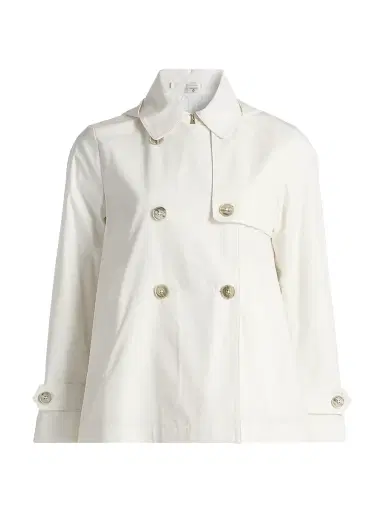 HERNO Women's Hooded Cotton Short Trench Coat - White - Size 6 | Thumbnail 1 HERNO Women's Hooded Cotton Short Trench Coat - White - Size 6 | Thumbnail 1