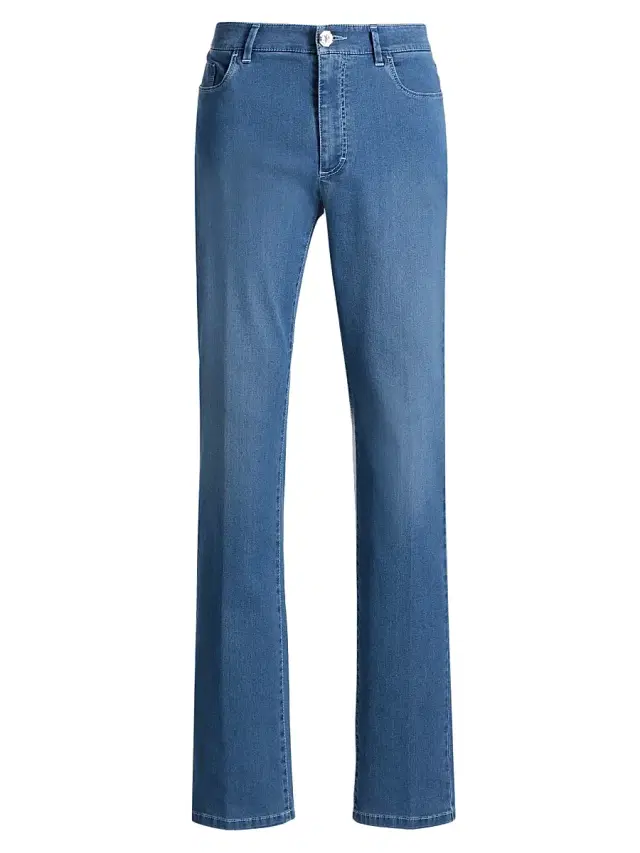 Men's Light Wash Tapered Straight-Leg Jeans - Blue Light Wash