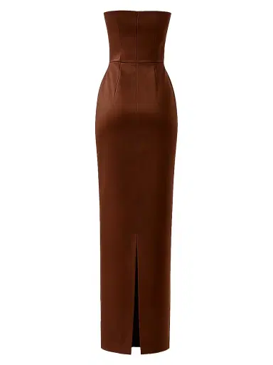 The New Arrivals Ilkyaz Ozel Women's Sisu Baba Au Rhum Bow-Detail Satin Gown - Baba Au Rhum - Size 10 | Thumbnail 2 The New Arrivals Ilkyaz Ozel Women's Sisu Baba Au Rhum Bow-Detail Satin Gown - Baba Au Rhum - Size 10 | Thumbnail 2