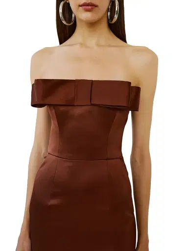 The New Arrivals Ilkyaz Ozel Women's Sisu Baba Au Rhum Bow-Detail Satin Gown - Baba Au Rhum - Size 10 | Thumbnail 4 The New Arrivals Ilkyaz Ozel Women's Sisu Baba Au Rhum Bow-Detail Satin Gown - Baba Au Rhum - Size 10 | Thumbnail 4