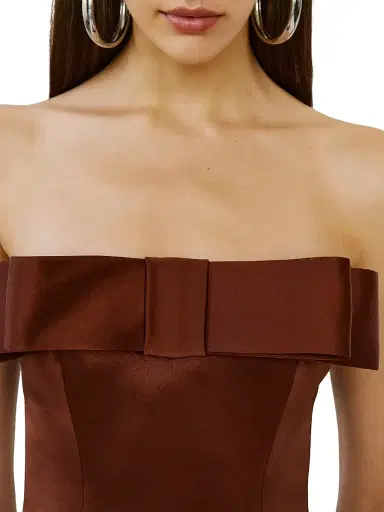 The New Arrivals Ilkyaz Ozel Women's Sisu Baba Au Rhum Bow-Detail Satin Gown - Baba Au Rhum - Size 10 | Thumbnail 5 The New Arrivals Ilkyaz Ozel Women's Sisu Baba Au Rhum Bow-Detail Satin Gown - Baba Au Rhum - Size 10 | Thumbnail 5