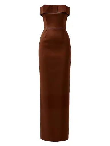 The New Arrivals Ilkyaz Ozel Women's Sisu Baba Au Rhum Bow-Detail Satin Gown - Baba Au Rhum - Size 10 | Thumbnail 1 The New Arrivals Ilkyaz Ozel Women's Sisu Baba Au Rhum Bow-Detail Satin Gown - Baba Au Rhum - Size 10 | Thumbnail 1