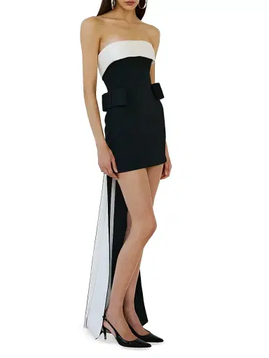 The New Arrivals Ilkyaz Ozel Women's Lalani Dark Matter Sash-Detail Crêpe Minidress | Thumbnail 3