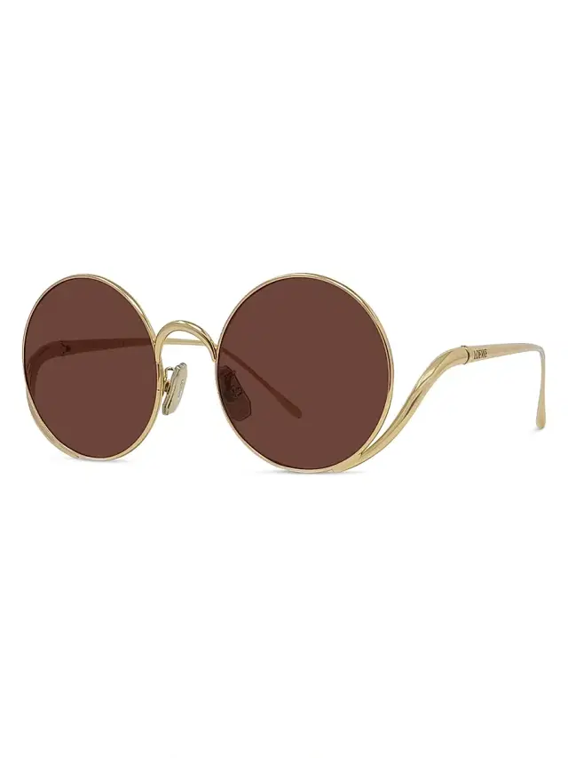 LOEWE Women's 50MM Round Sunglasses - Gold Bordeaux